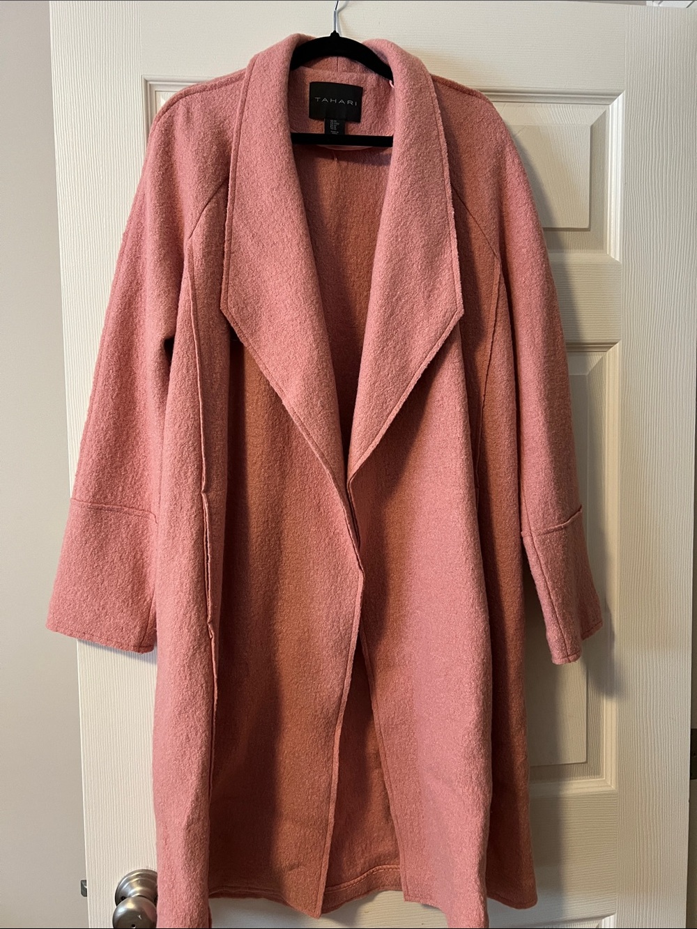 Tahari Dusty Rose Open-Front Trench Coat